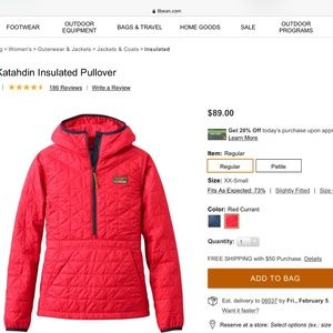 LL Bean Insulated pullover
